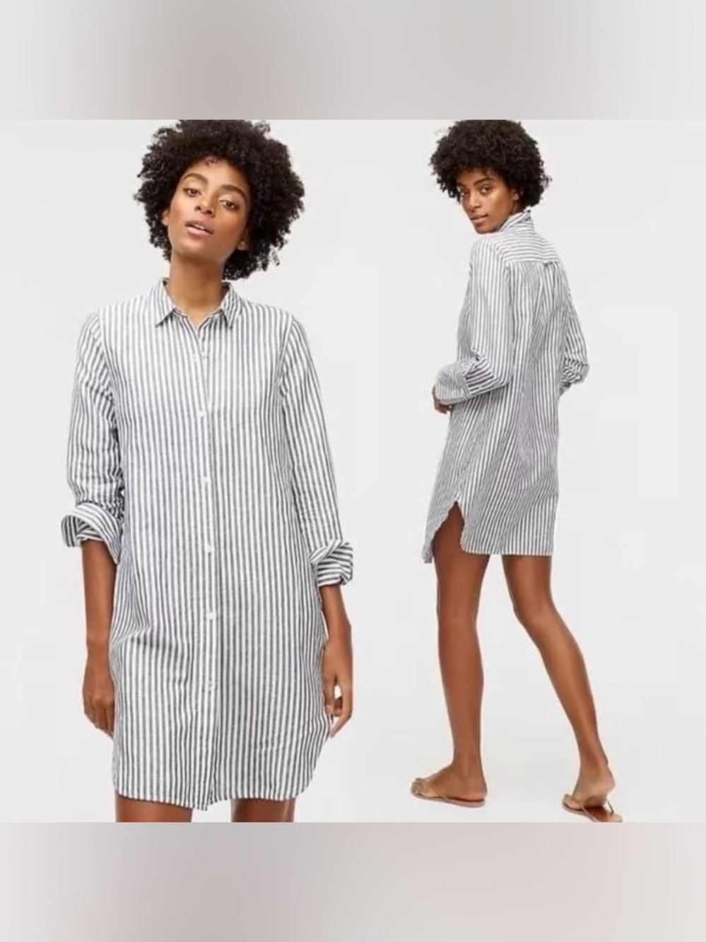 J. Crew Classic-Fit beach shirt in Striped linen cotton blend